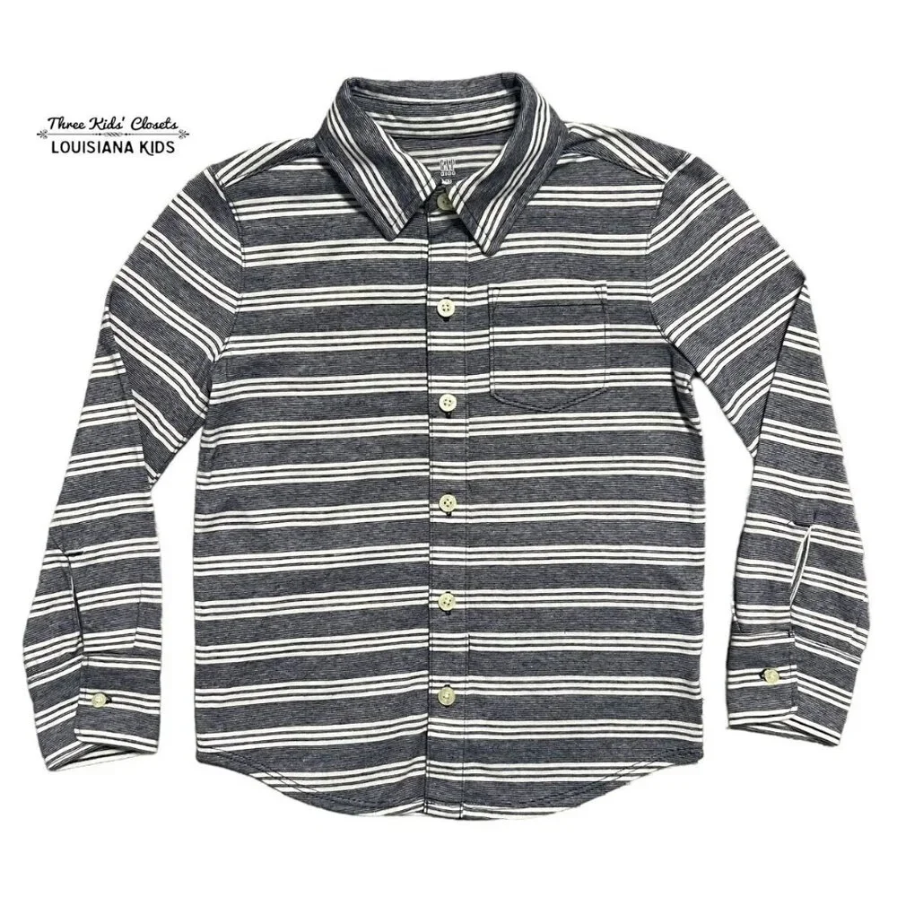 Gap Kids XS Striped Cotton Knit Button-Down Shirt